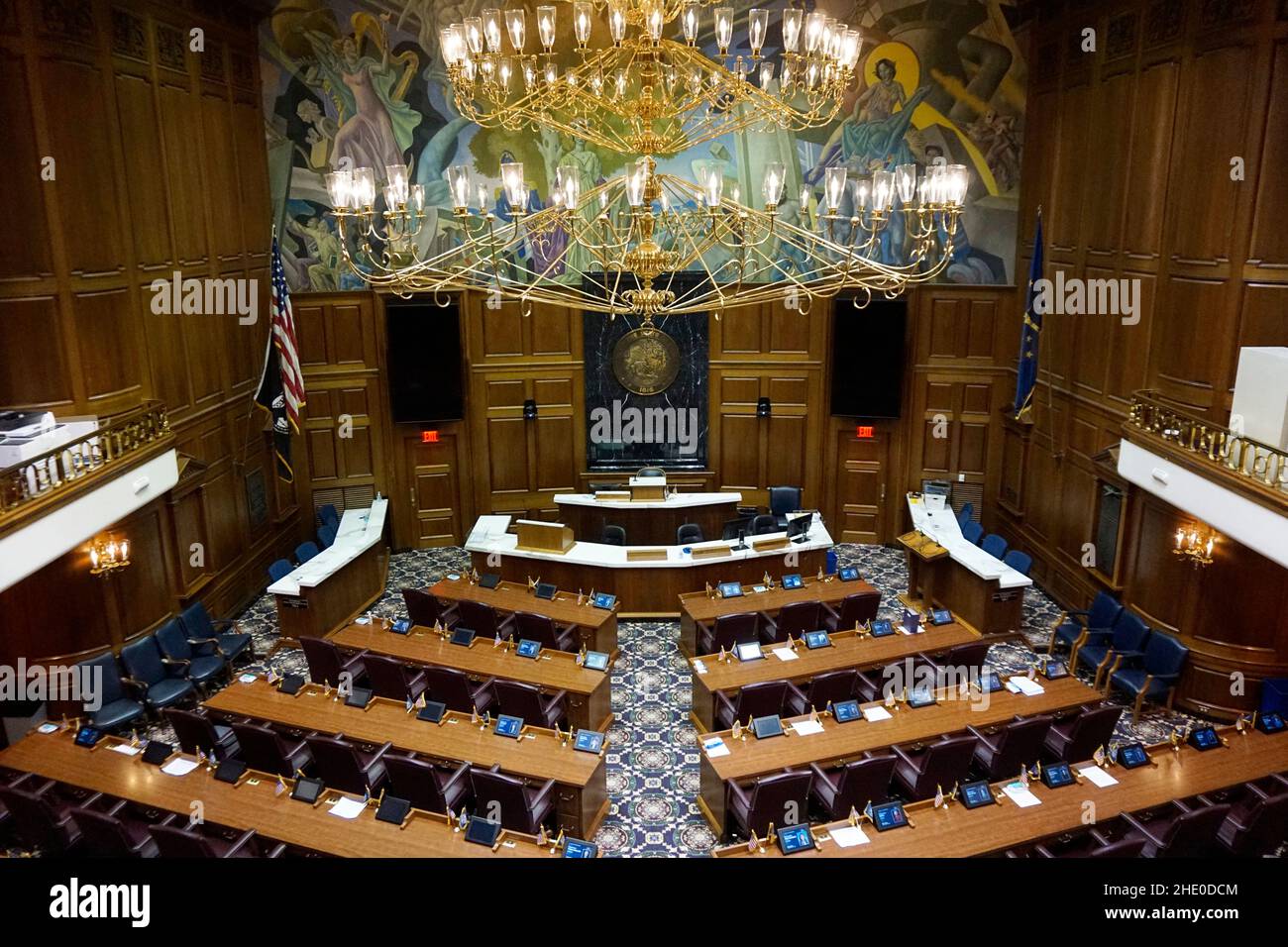 The House of Representatives Chamber in the Indiana State Capital. Stock Photo