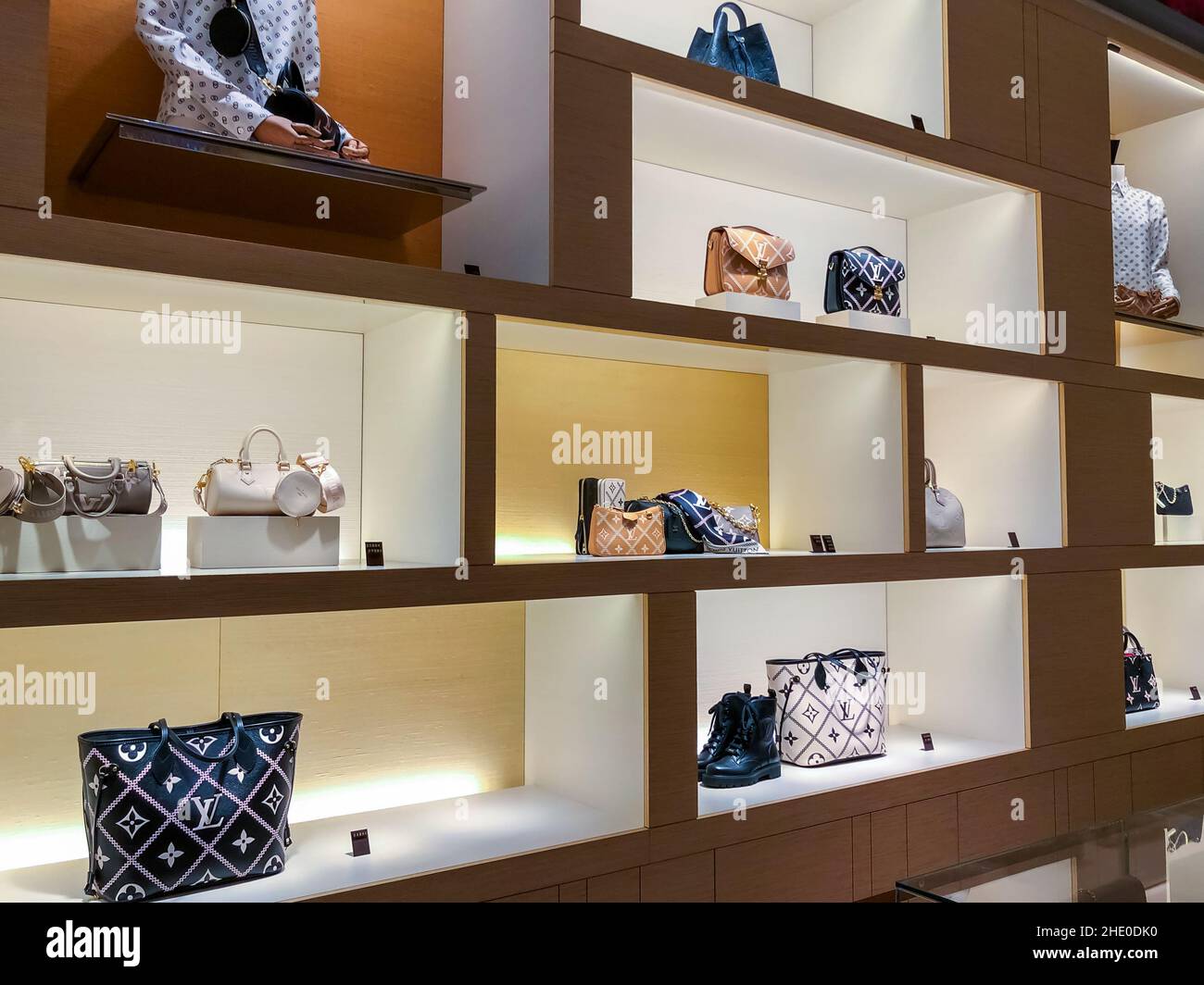 Paris, France, Louis Vuitton Luggage on Display in LVMH Store Stock Photo -  Alamy