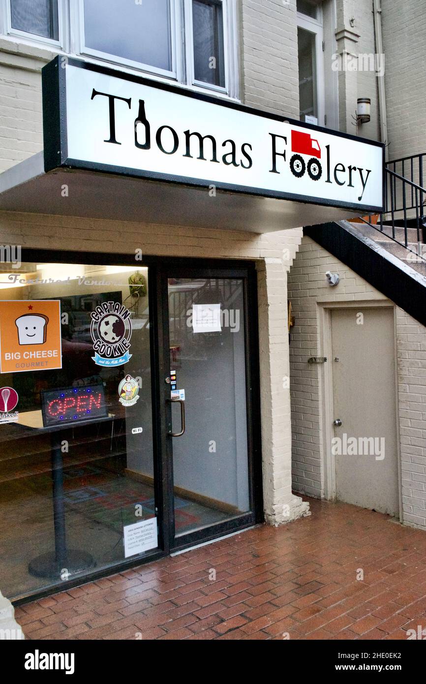 Front of Thomas Foolery Bar and restaurant in Washington D.C., USA Stock Photo
