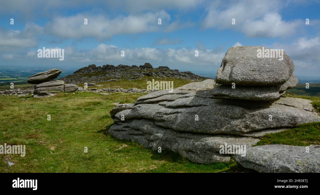 Impressive Dartmoor landscape on Belstone Common, a short distance from the village of Belstone Stock Photo