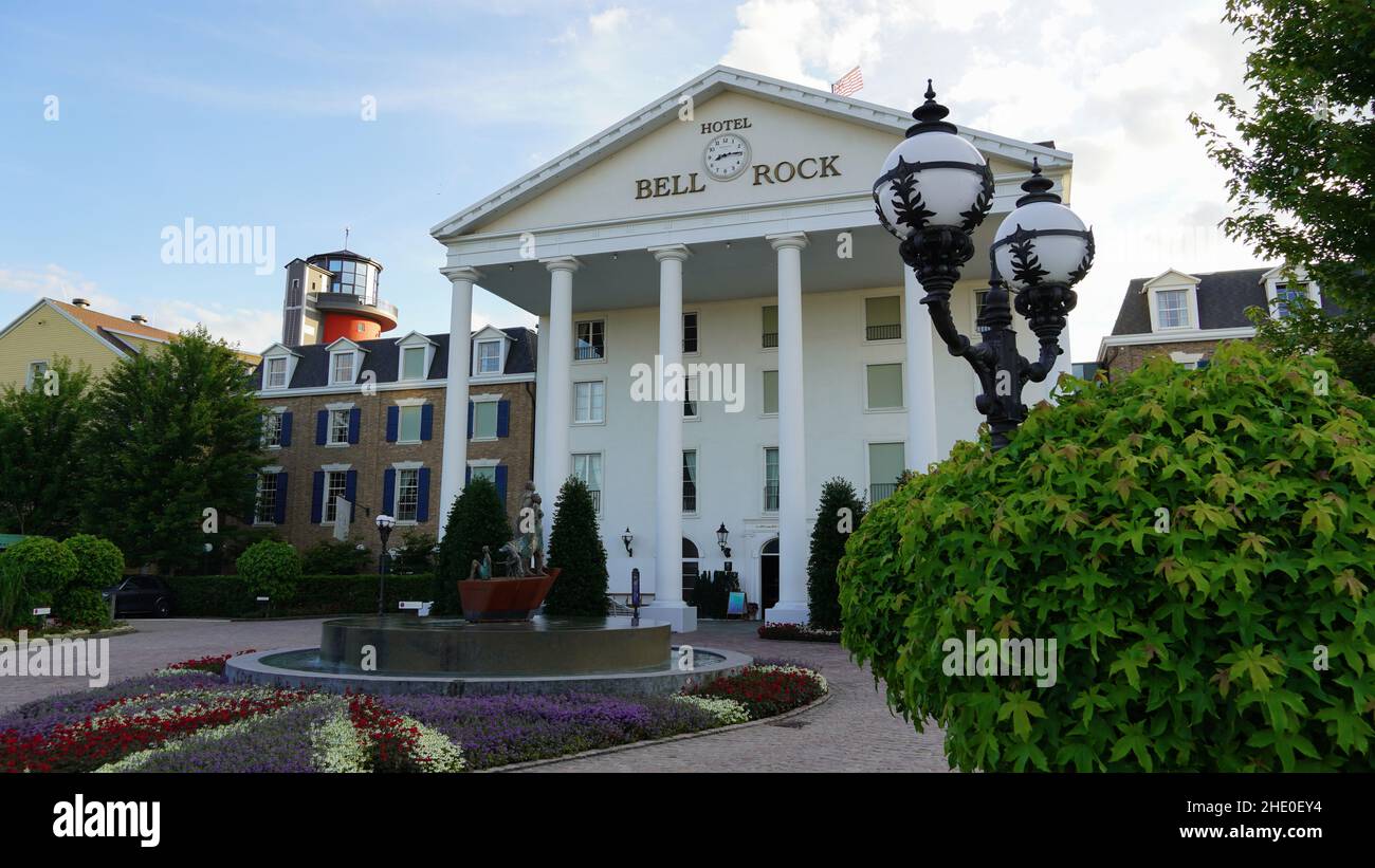 Rust, Germany-July 6.21: view of thematic hotel Bell Rock in Europapark, the largest theme park in germany Stock Photo