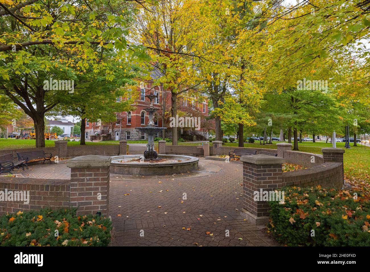 Hastings, Michigan, USA October 21, 2021 Fountain in The Barry