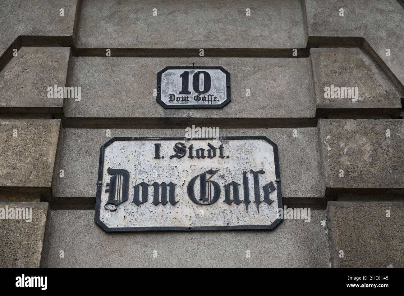 Vienna, Austria. Old street sign for Domgasse in Vienna Stock Photo