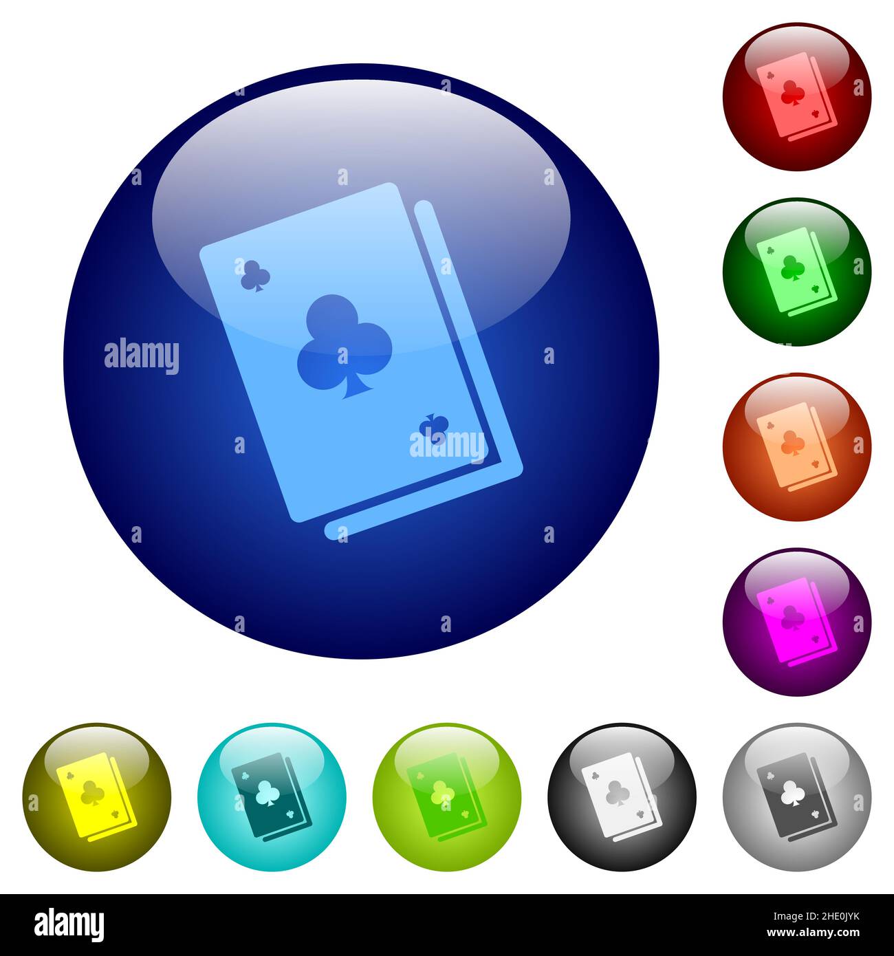 Card game solid icons on round glass buttons in multiple colors ...