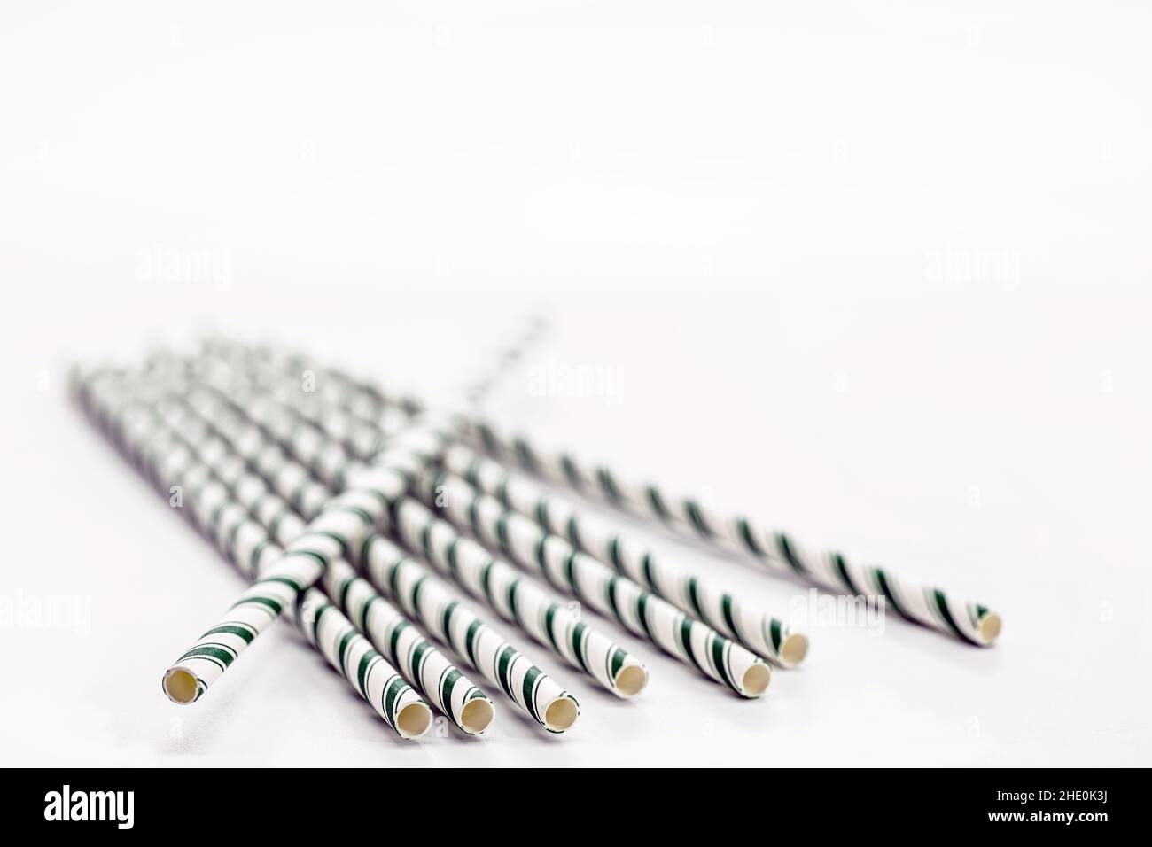 paper straw on isolated white background, ecological and disposable