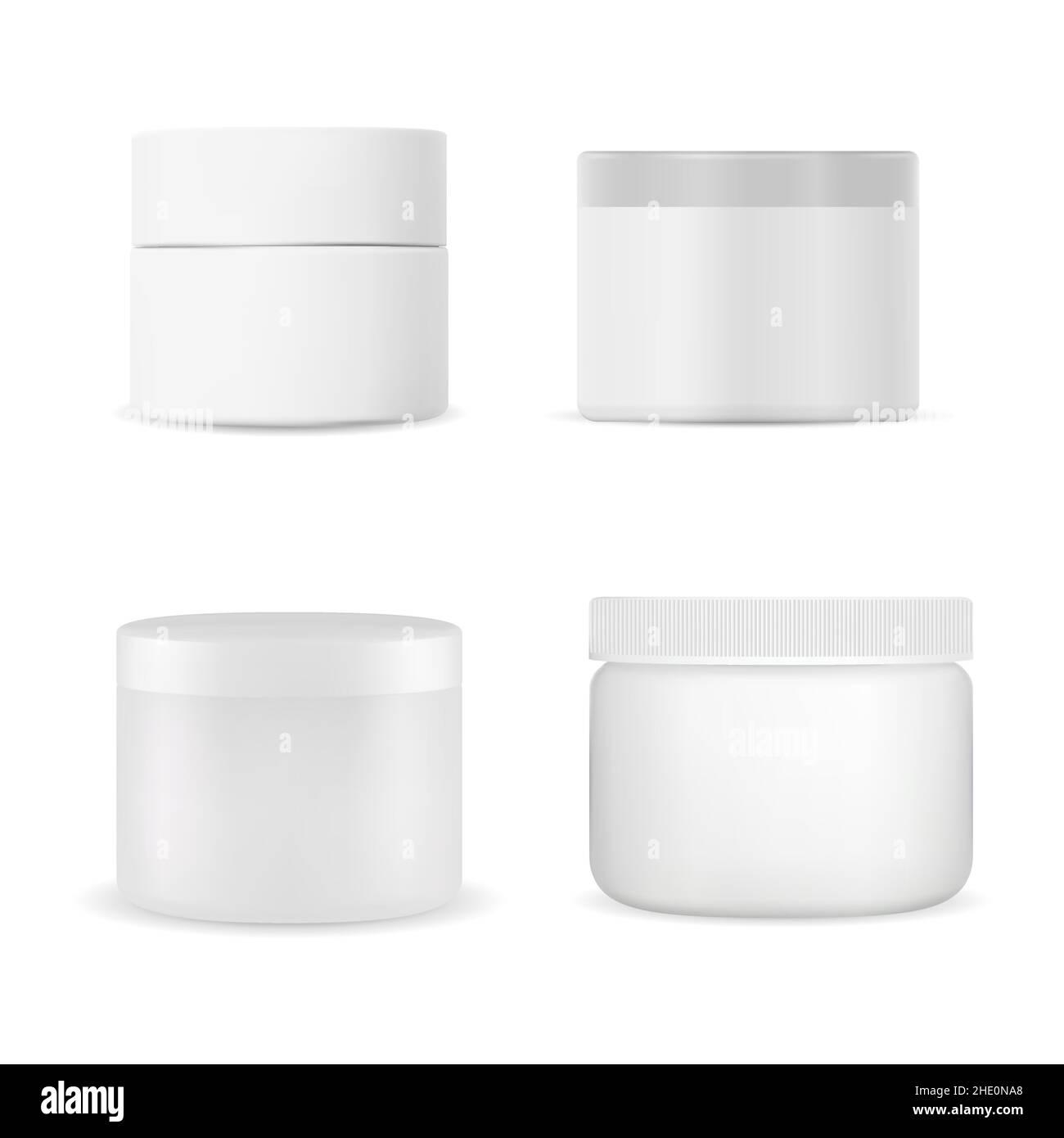 Cream jar. White cosmetic cream container, vector bottle mockup