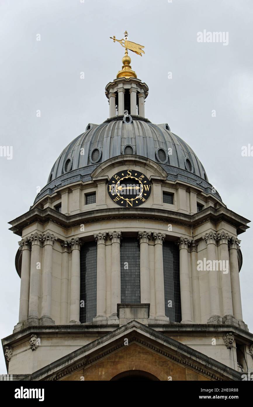 Weather vane and wind direction dial at the Old Royal Naval College in