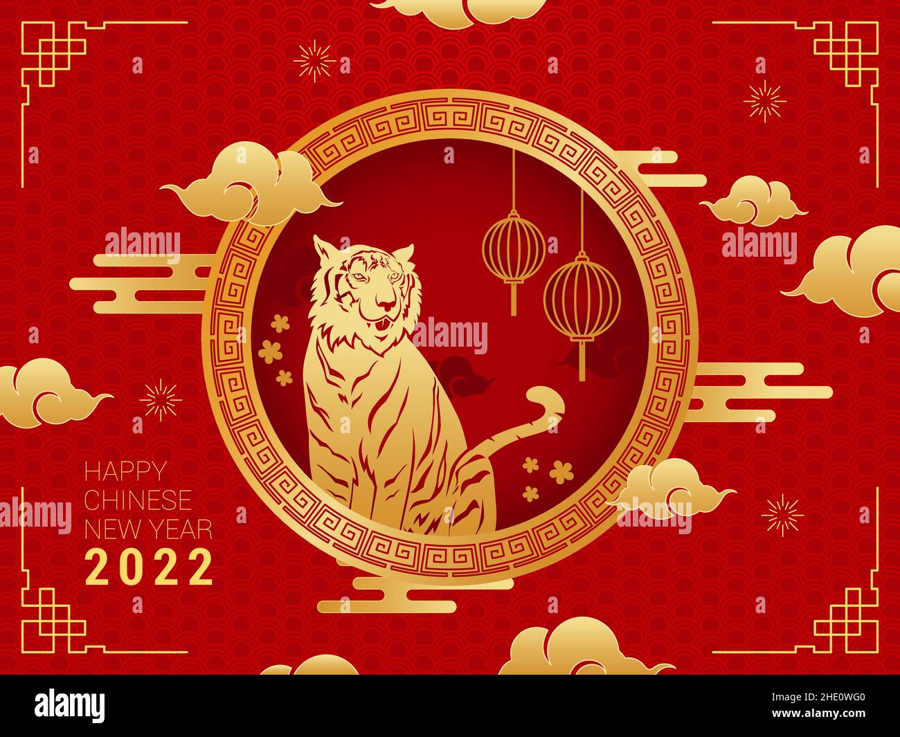 A vector illustration of Chinese New Year Year of Tiger 2022 Stock Vector