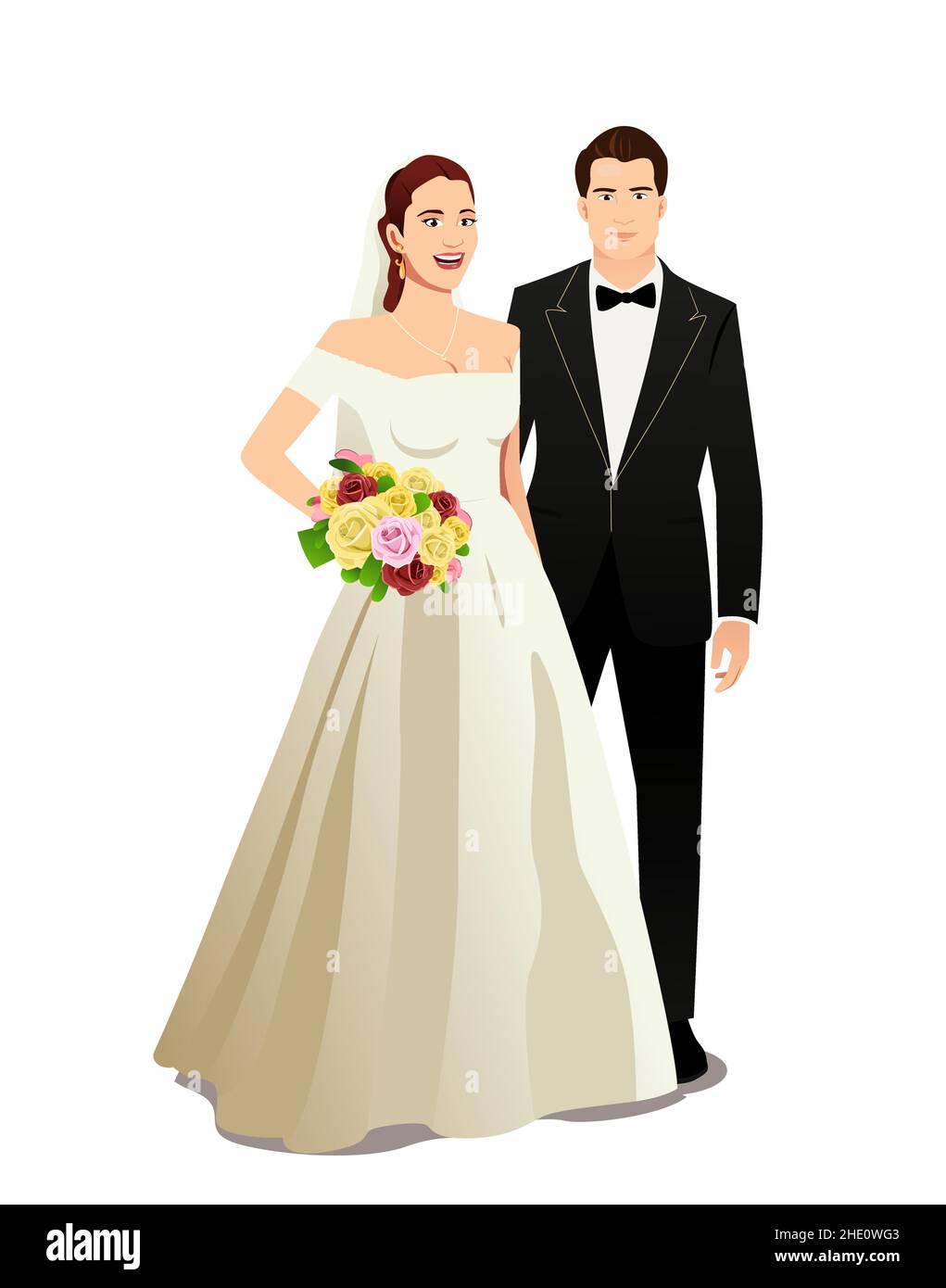 A vector illustration of a wedding couple Stock Vector