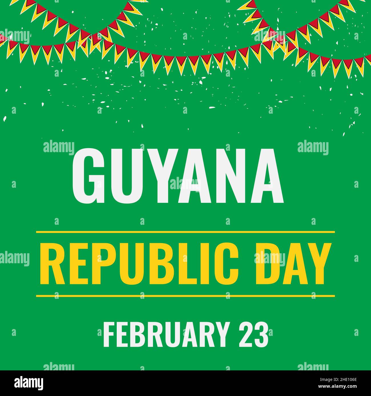 Guyana Republic Day typography poster with flags. National holiday