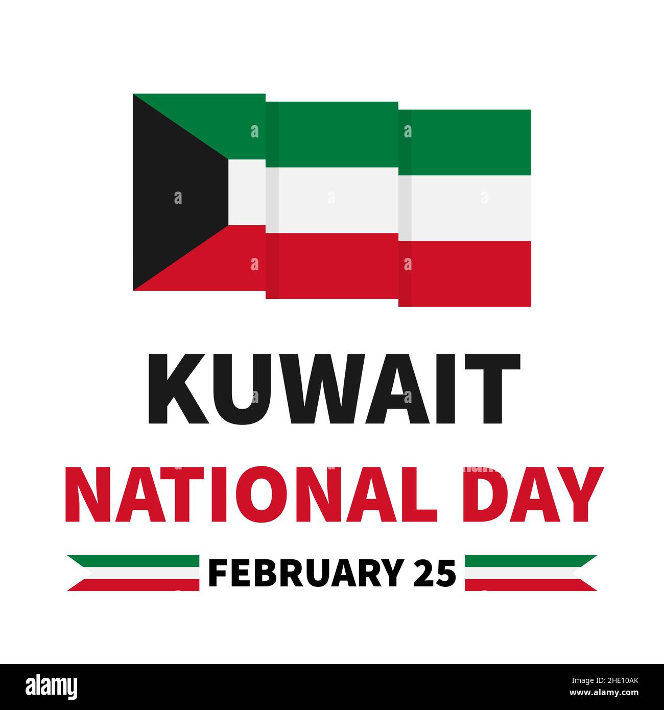 Kuwait National Day typography poster with flag. Holiday celebrated on