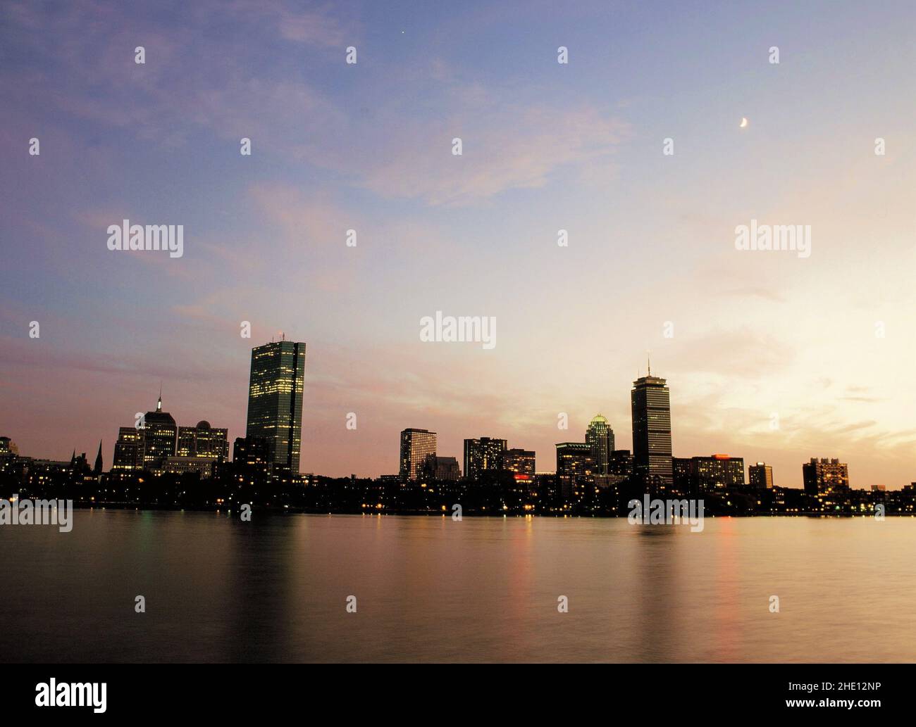 Boston skyline twilight Stock Photo