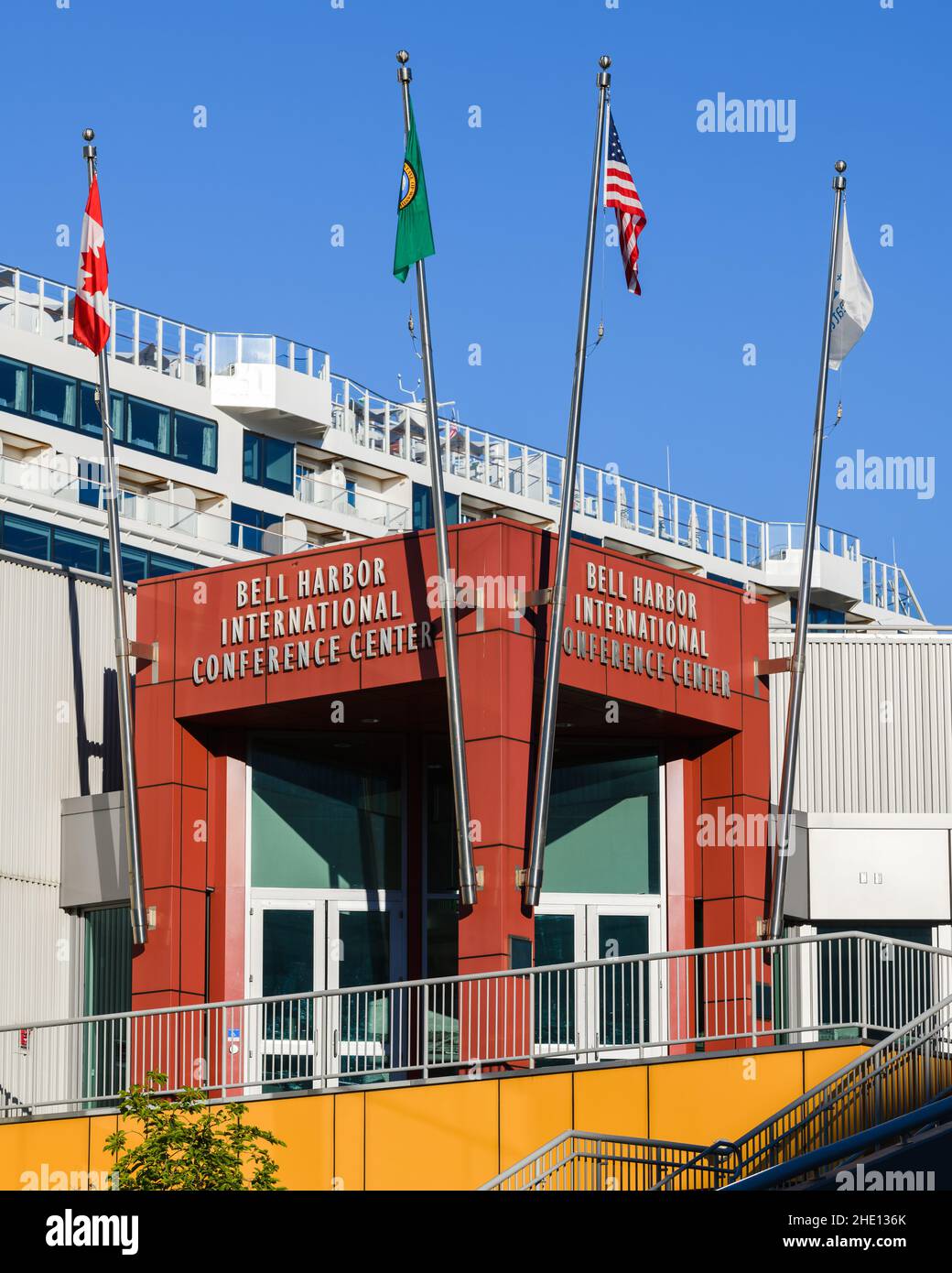 Seattle - July 25, 2021; An entrance to the Bell Harbor International Conference Center at Pier 66 on the Seattle waterfront Stock Photo