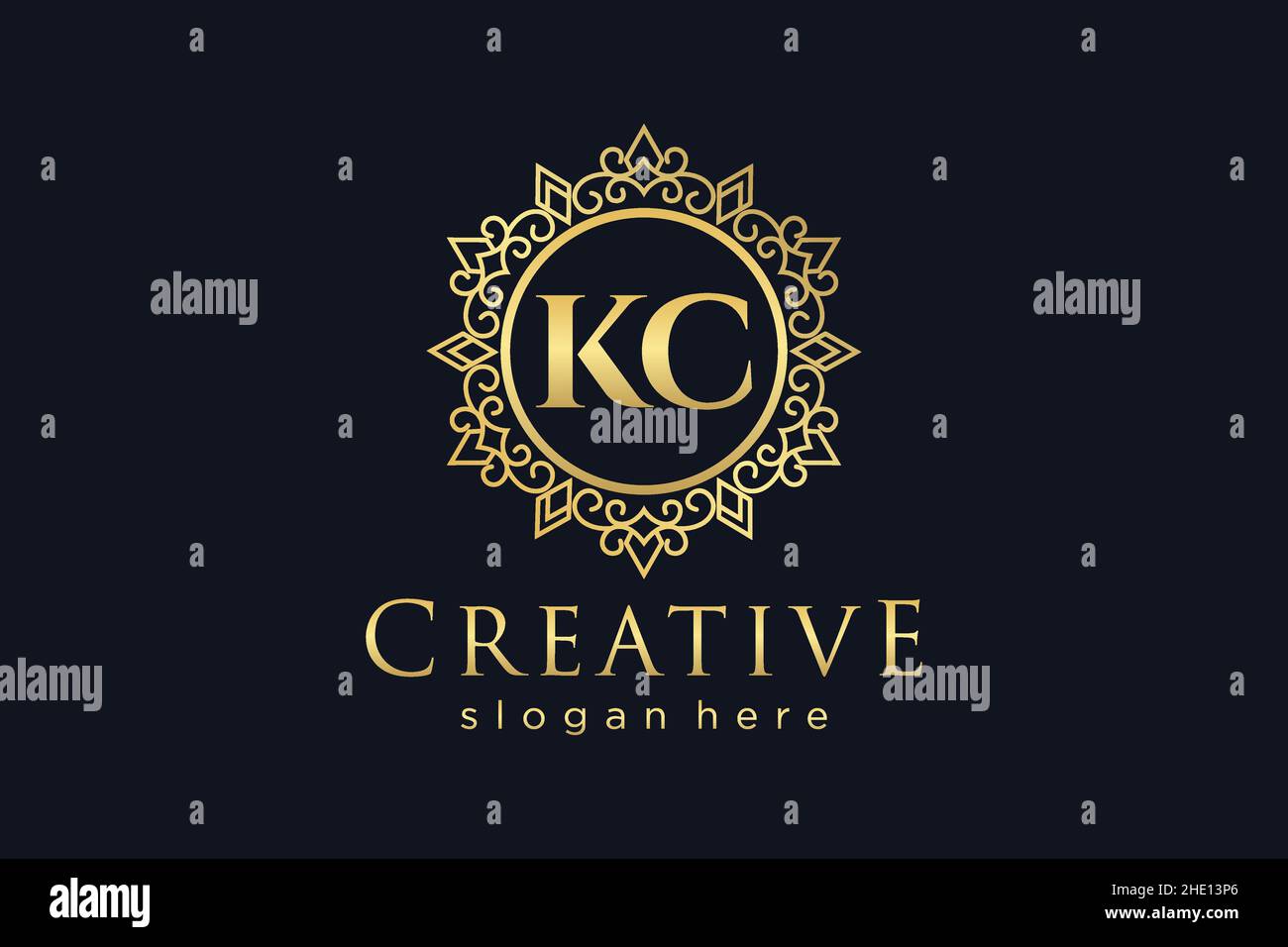KC Initial Letter Luxury calligraphic feminine floral hand drawn ...
