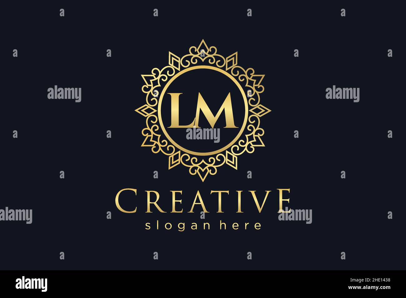 LM Initial Letter Luxury calligraphic feminine floral hand drawn heraldic monogram antique vintage style luxury logo design Premium Stock Vector