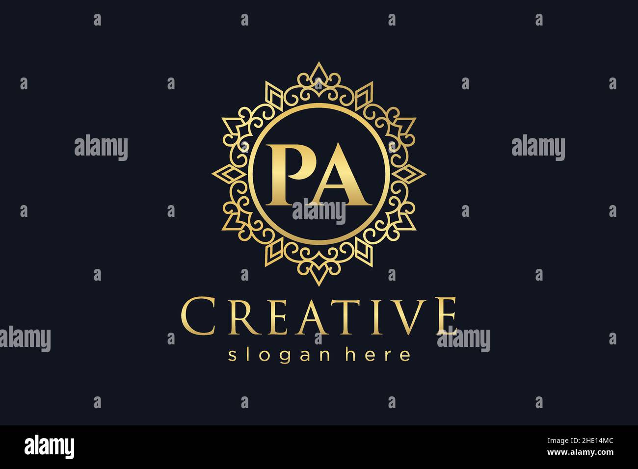 PA Initial Letter Luxury calligraphic feminine floral hand drawn heraldic monogram antique vintage style luxury logo design Premium Stock Vector