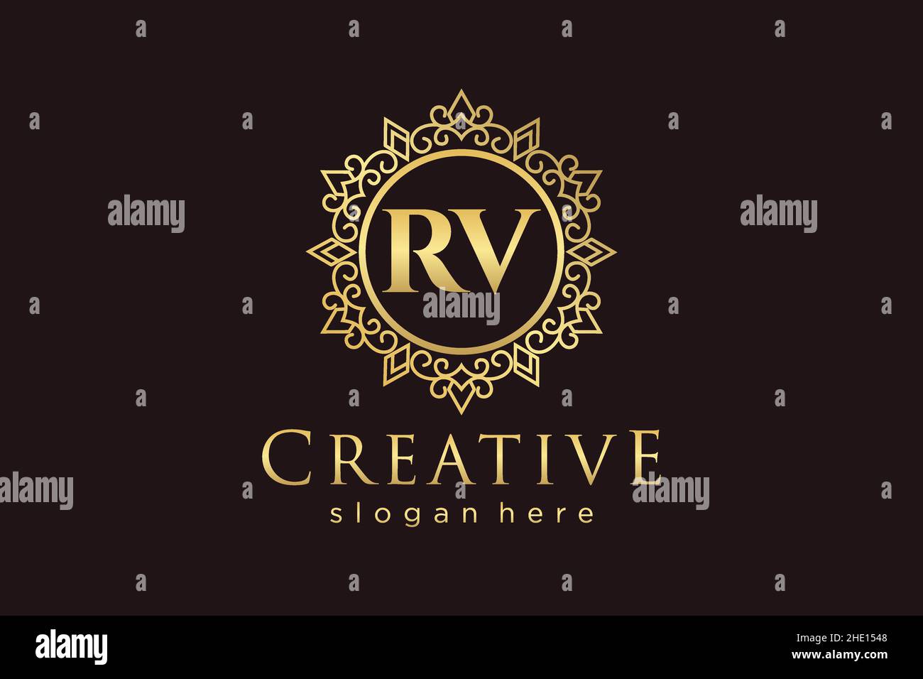 RV Initial Letter Luxury calligraphic feminine floral hand drawn heraldic monogram antique vintage style luxury logo design Premium Stock Vector