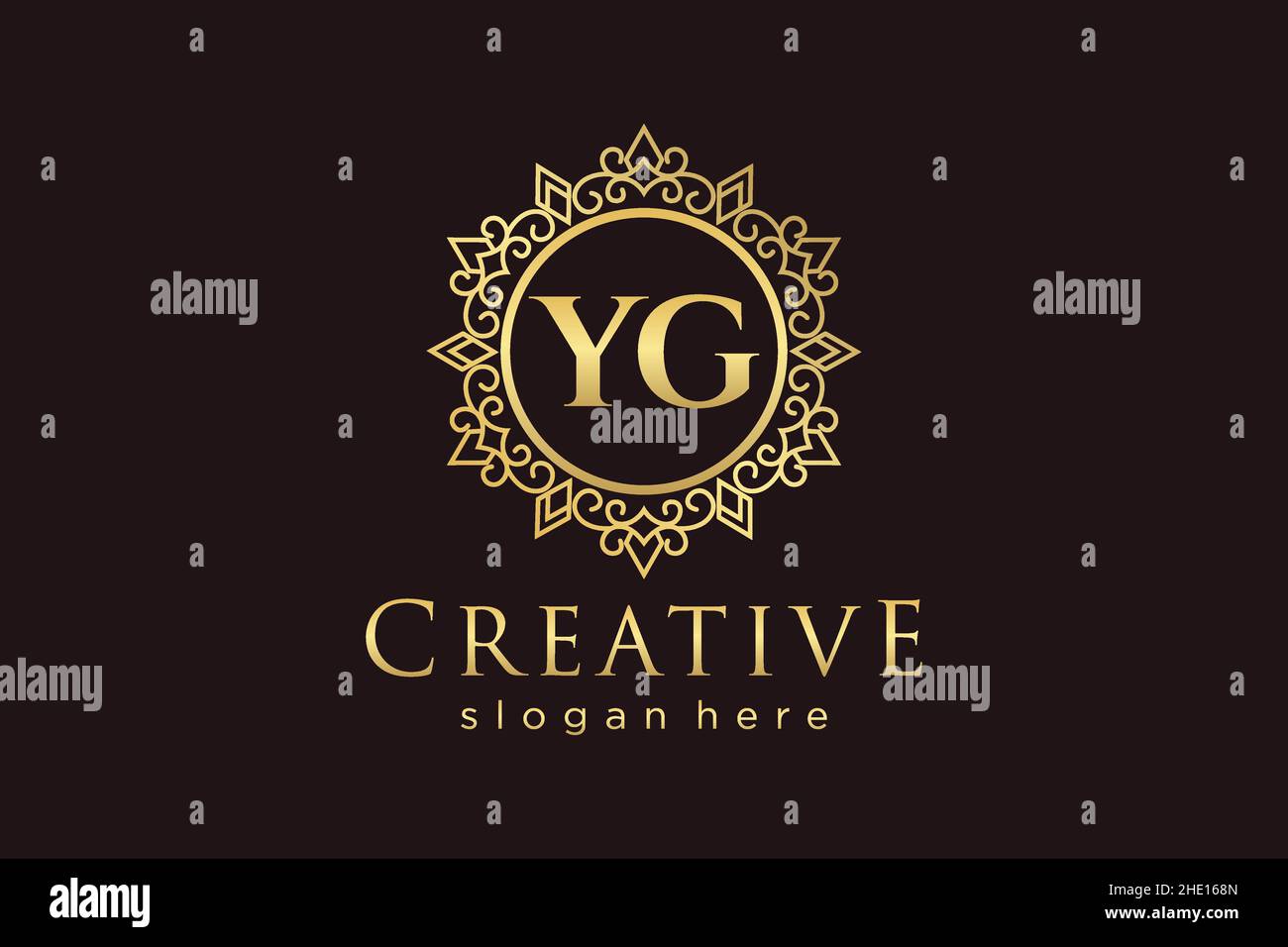 YG Initial Letter Luxury calligraphic feminine floral hand drawn heraldic monogram antique vintage style luxury logo design Premium Stock Vector