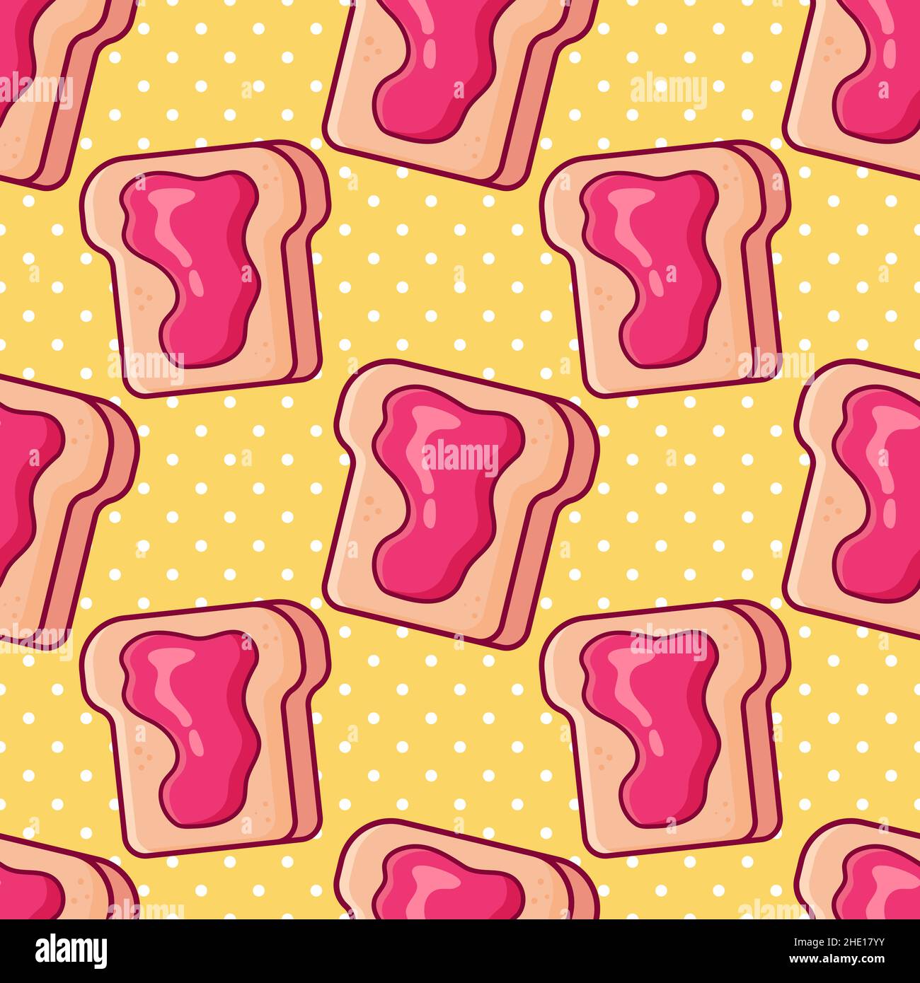 bread with jam seamless pattern vector illustration Stock Vector