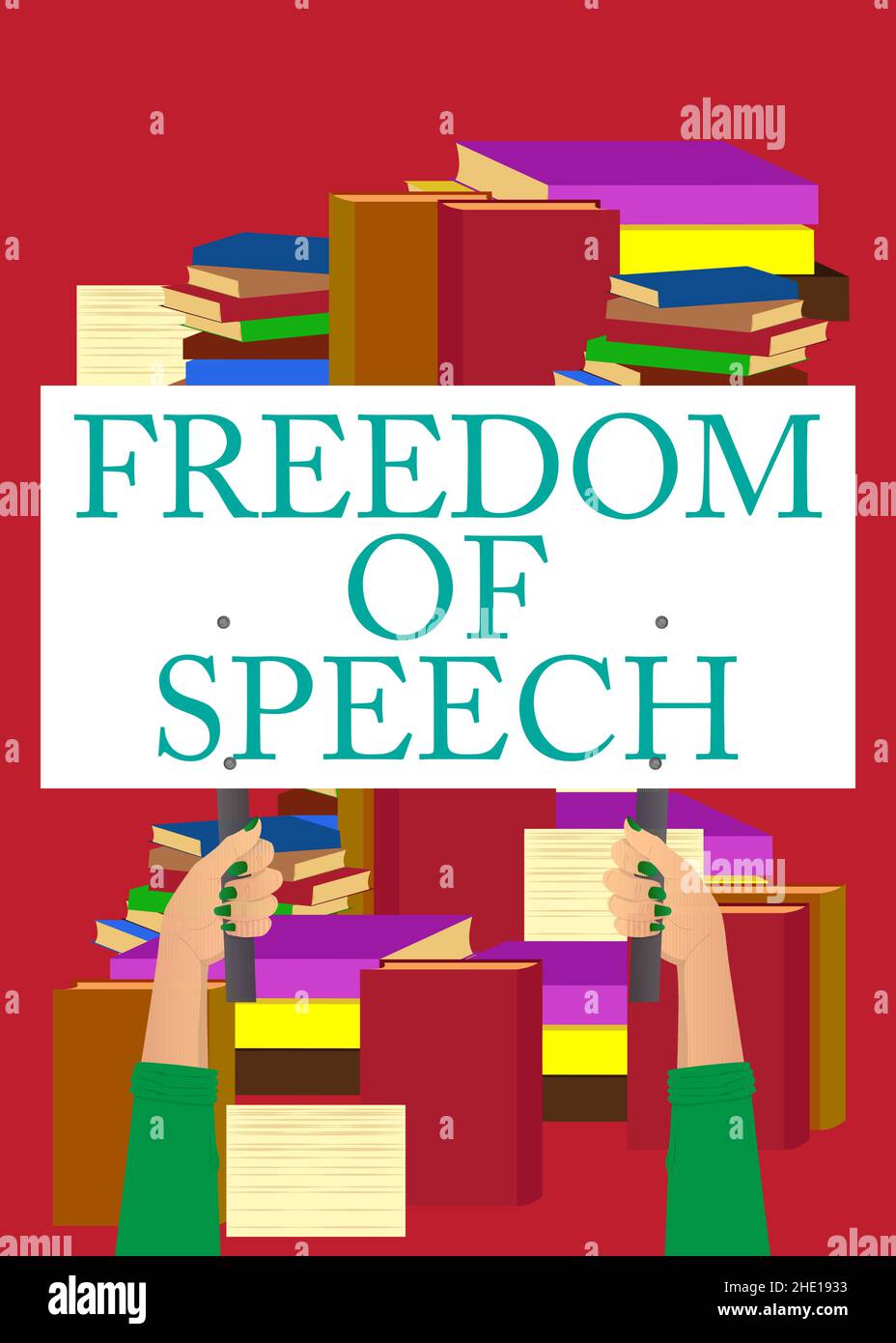 Hand holding banner with Freedom of Speech text. Man showing billboard