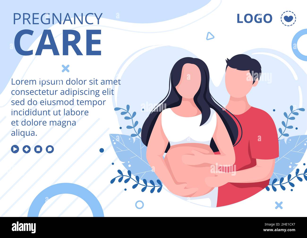 Pregnant Lady or Mother Post Health care Template Flat Design Illustration Editable of Square Background for Social media or Greetings Card Stock Vector