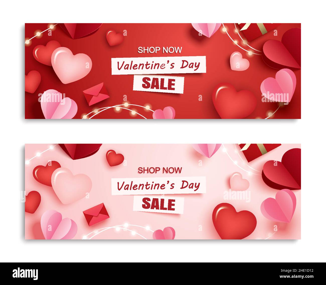 Valentines day sale banner template with heart and text on pink ...