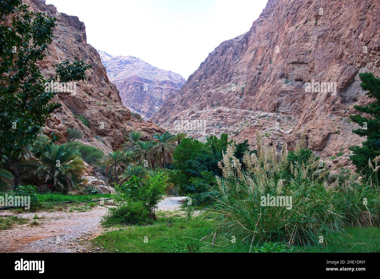 Wadi Shab - one of the most beautiful wadi in Oman Stock Photo