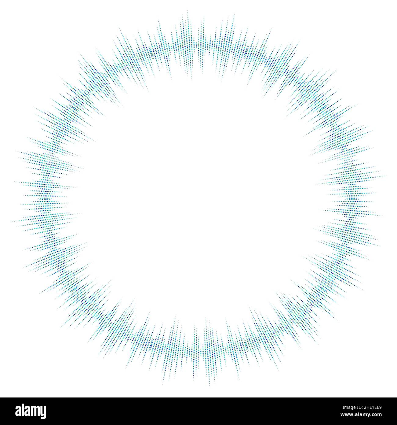 Bursting rays. Sunburst frame. Abstract equalizer element with dotted lines for design. Vector illustration. Stock Vector