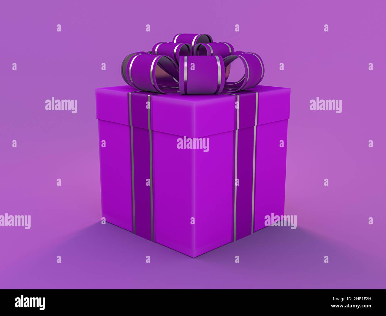 Gift box in purple paper isolated at violet background. 3D render Stock ...