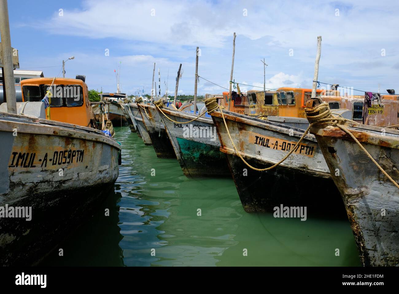 Sri Lanka Kalpitiya  - Fishery harbour fishing vessels Stock Photo