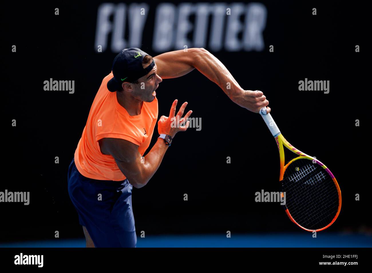 RAFAEL NADAL ESP Practicing On Court 3 At The 2022 Australian Open On 