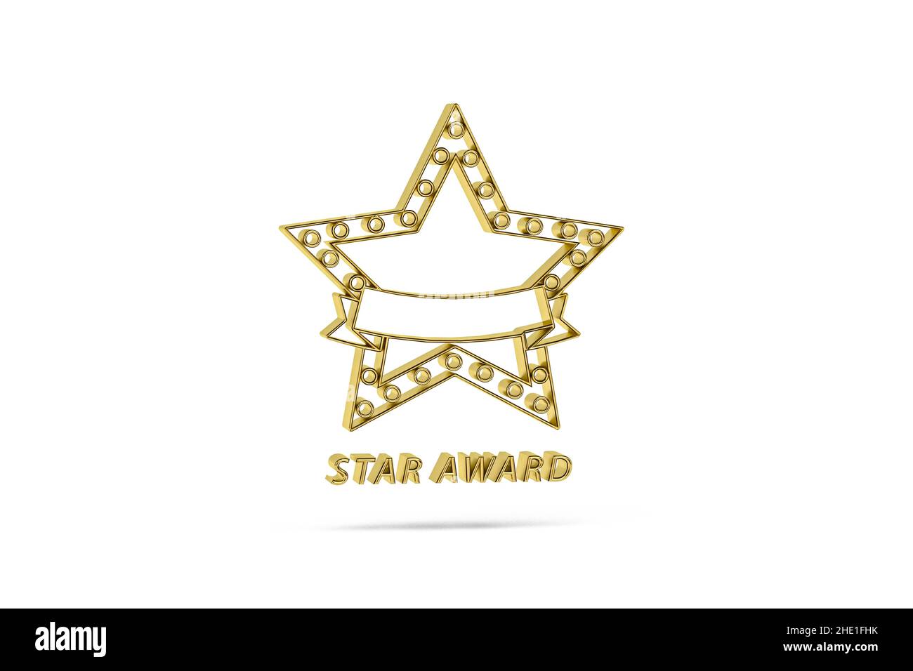 Golden 3D award isolated on white background - 3d render Stock Photo ...