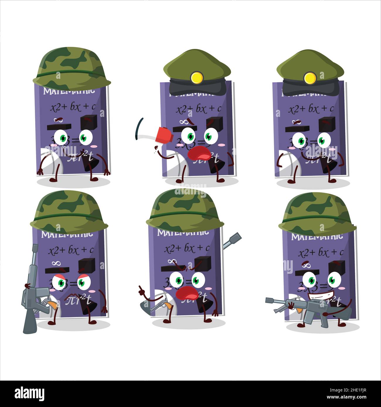 A charming soldier matemathic book cartoon picture bring a gun machine ...