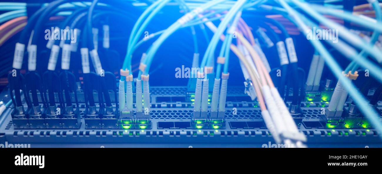 Close up fiber optic in server room network cables Stock Photo - Alamy