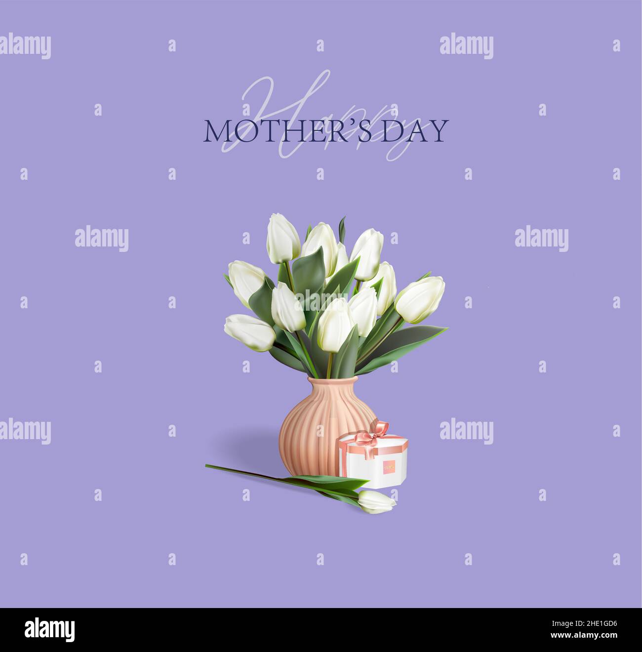 MOTHER'S DAY handwritten text with flowers. Template for poster