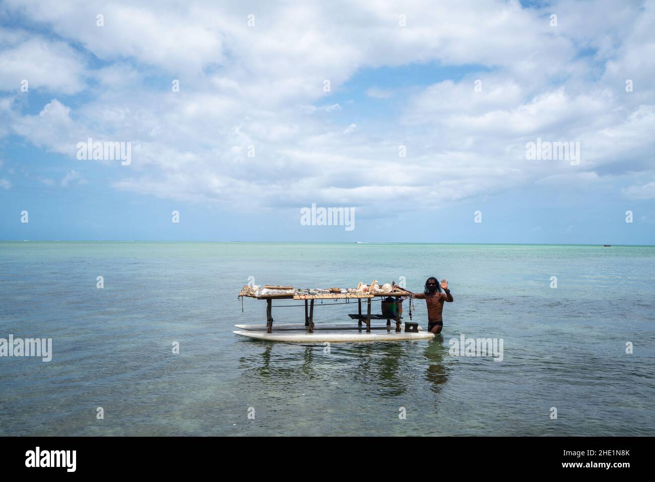 Tourism at Ile aux Bénitiers island near Le Morne Brabant, Mauritius Stock Photo