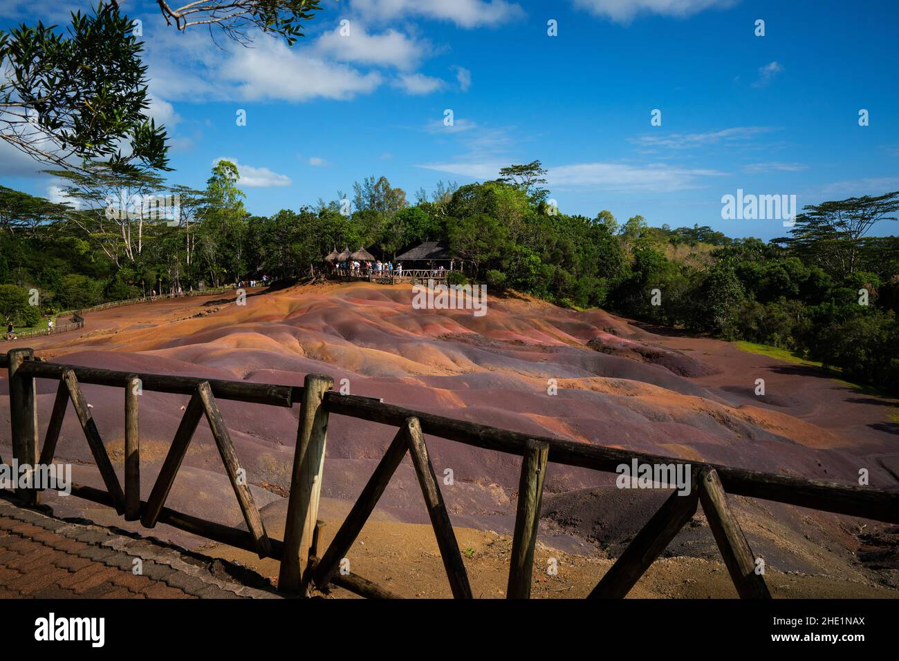Terres Des Sept Couleurs, the coloured earth tourist attraction at Chamarel in Mauritius Stock Photo