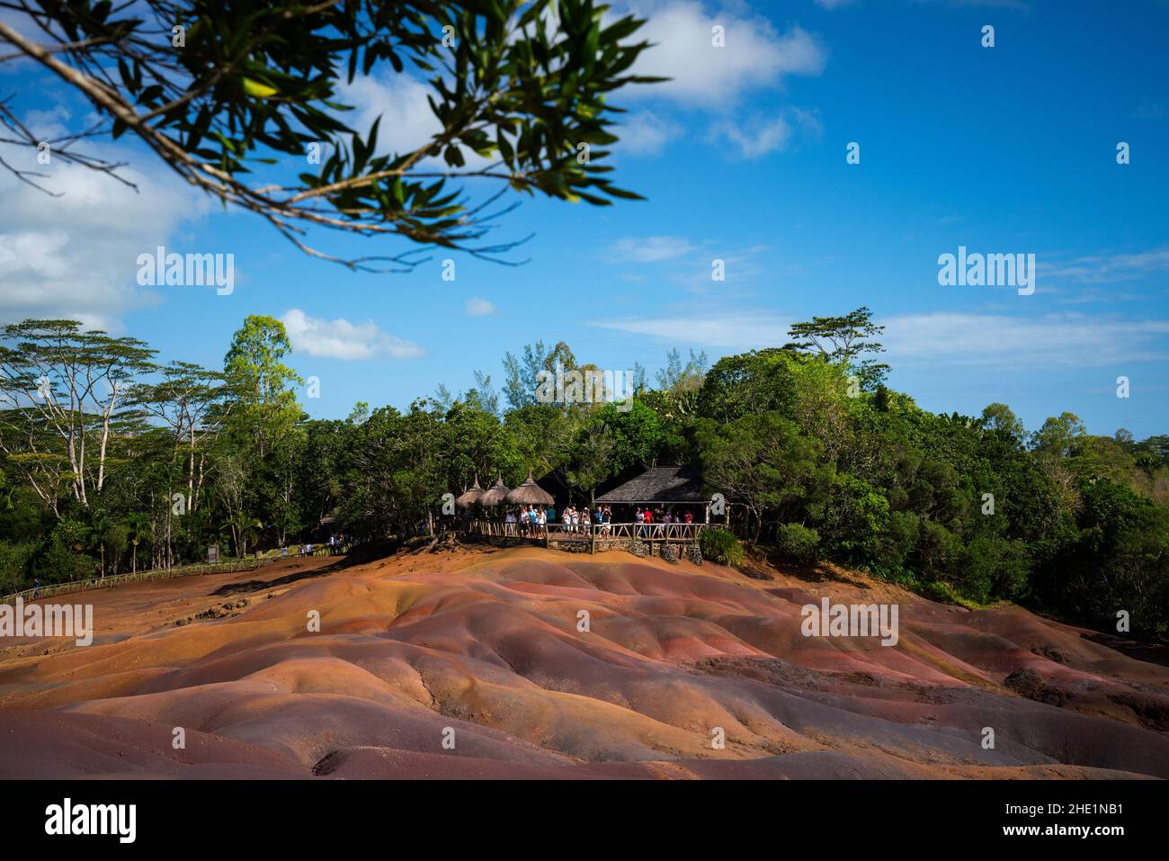 Terres Des Sept Couleurs, the coloured earth tourist attraction at Chamarel in Mauritius Stock Photo
