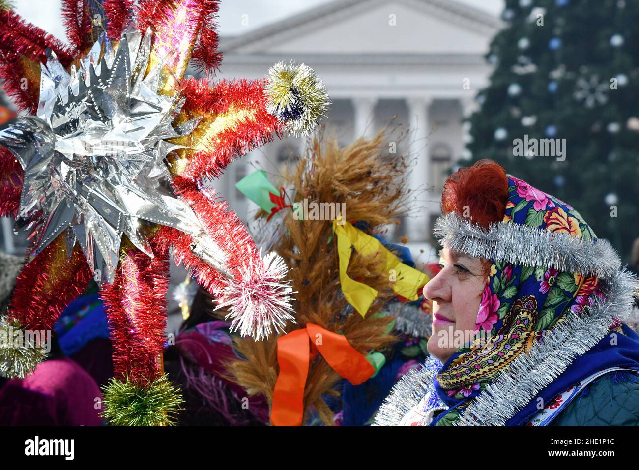 Orthodox Catholic Christmas 2022 Kramatorsk, Ukraine. 07Th Jan, 2022. A Woman Dressed In Ukrainian National  Style While Carrying A Symbol Of The Bethlehem Star During The Celebration  Of The Orthodox Christmas In The Center Of Kramatorsk.