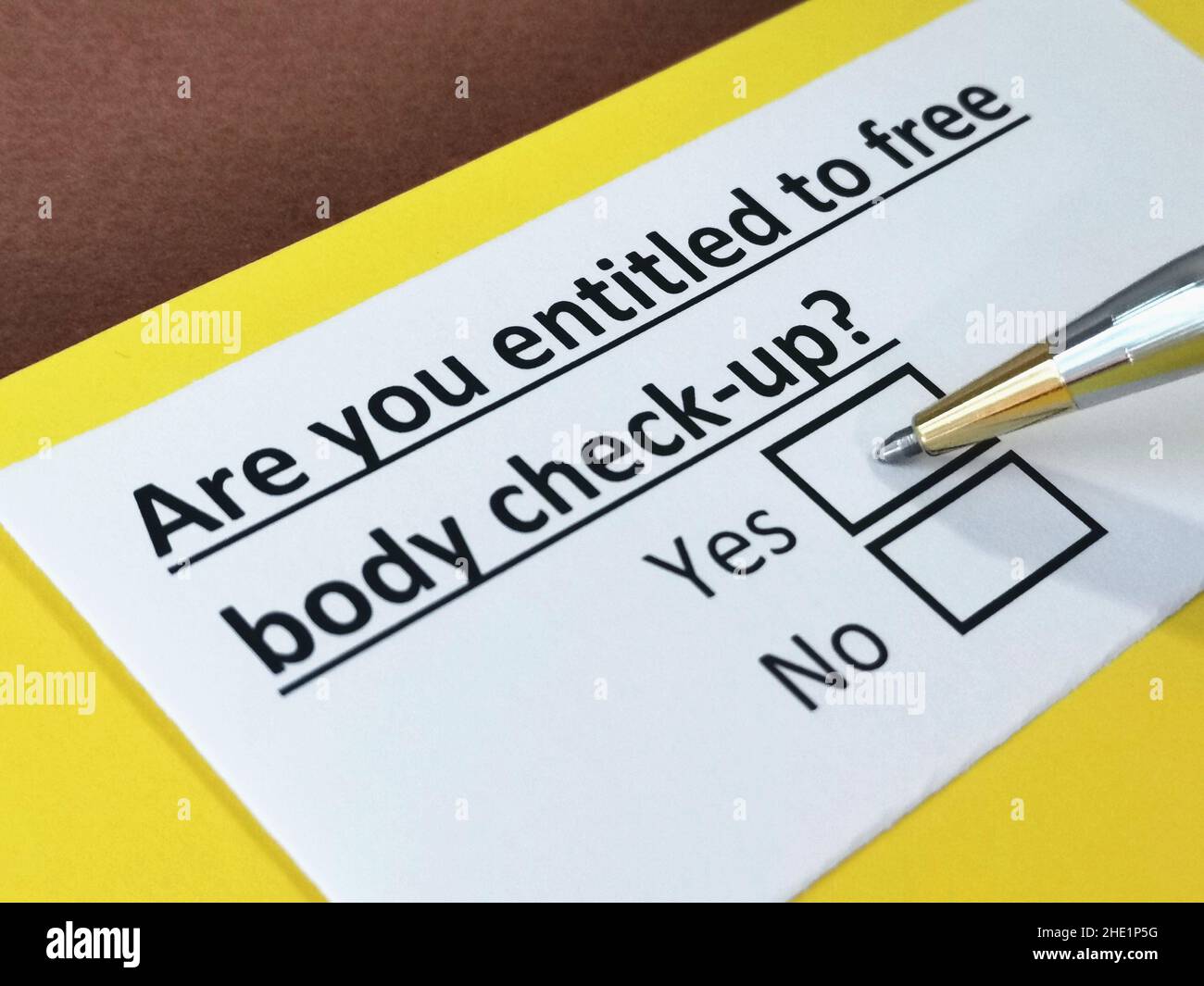 One person is answering question about free body check up. Stock Photo