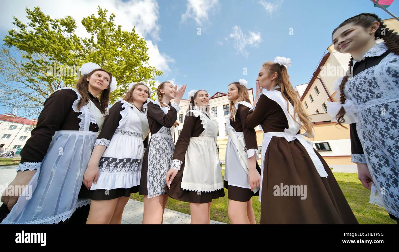 Happy Russian girls graduating on graduation day Stock Photo - Alamy