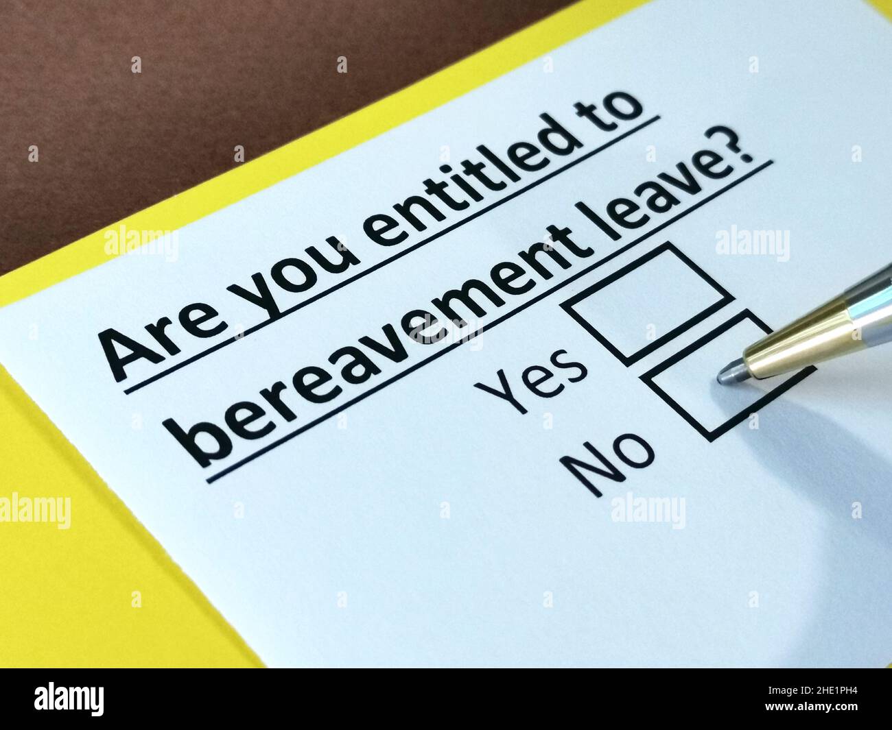 One person is answering question about bereavement leave Stock Photo