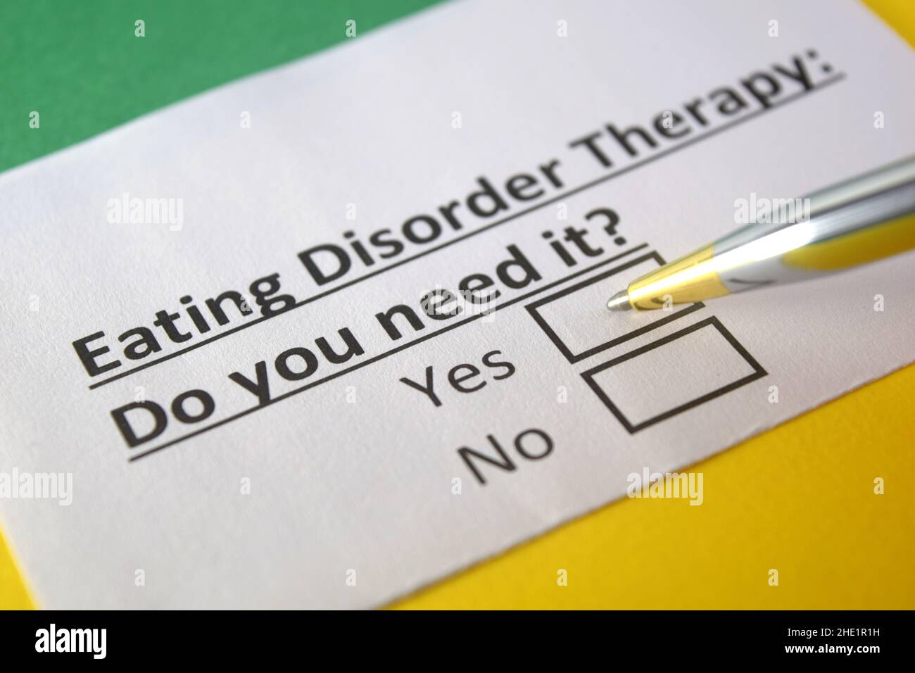 One person is answering question about eating disorder therapy Stock