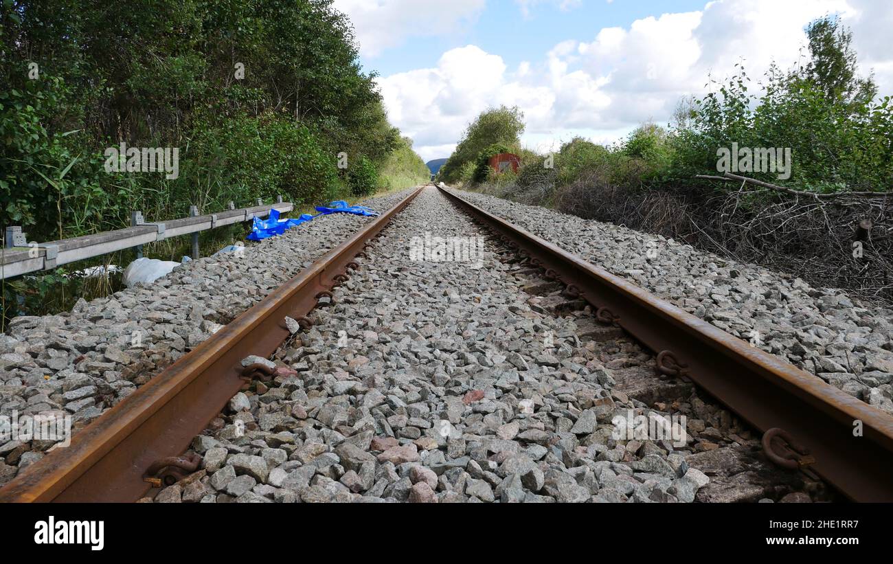 On the lines at the Llangennech train crash, showing the train lines Stock Photo