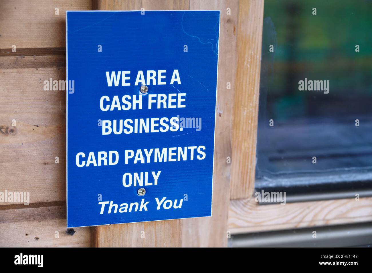 Cash free business card payments only sign Stock Photo