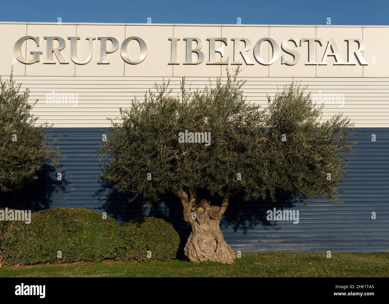 Palma de Mallorca, Spain; january 06 2022: Headquarters of the multinational tourism company, Iberostar Group, in the city of Palma de Mallorca at daw Stock Photo