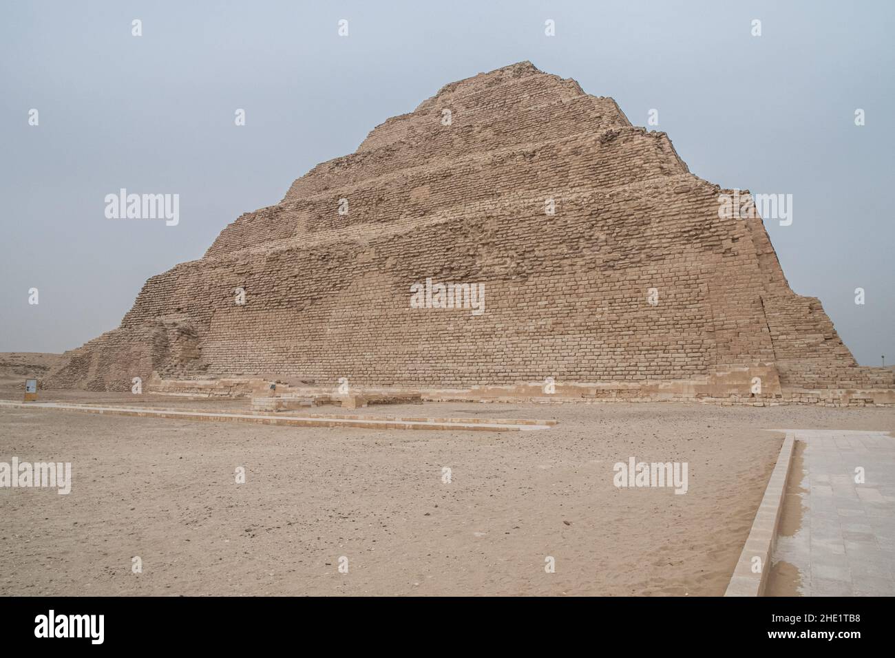 The step pyramid of Djoser in Saqqara, Egypt considered the oldest stone building worldwide. Stock Photo