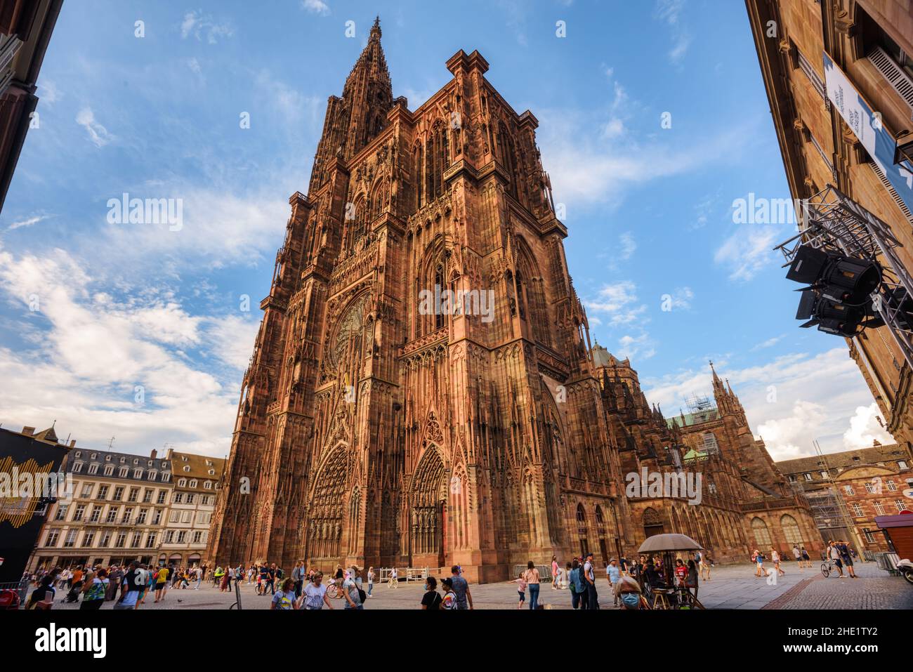 Strasbourg, France - 14 August 2020: The Strasbourg Cathedral is one of the biggest and most famous gothic cathedrals in France and the main landmark Stock Photo