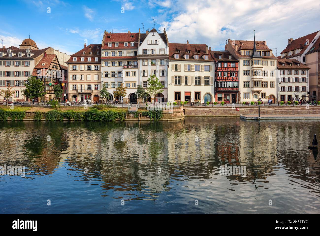 Historical houses on the Ill river in the Old town of Strasbourg, Alsace, France Stock Photo