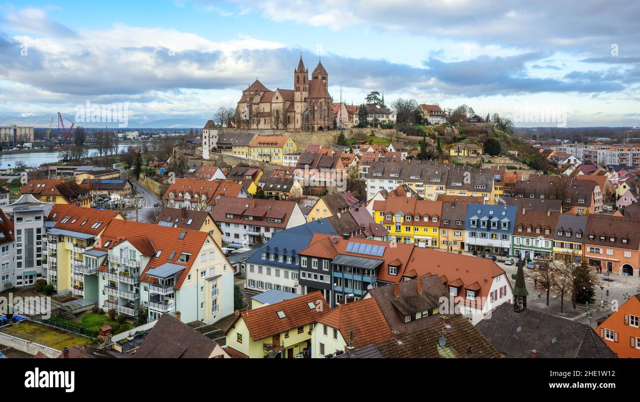Breisach am Rhein historical Old town, Germany, lays on german-french border on Rhine river Stock Photo